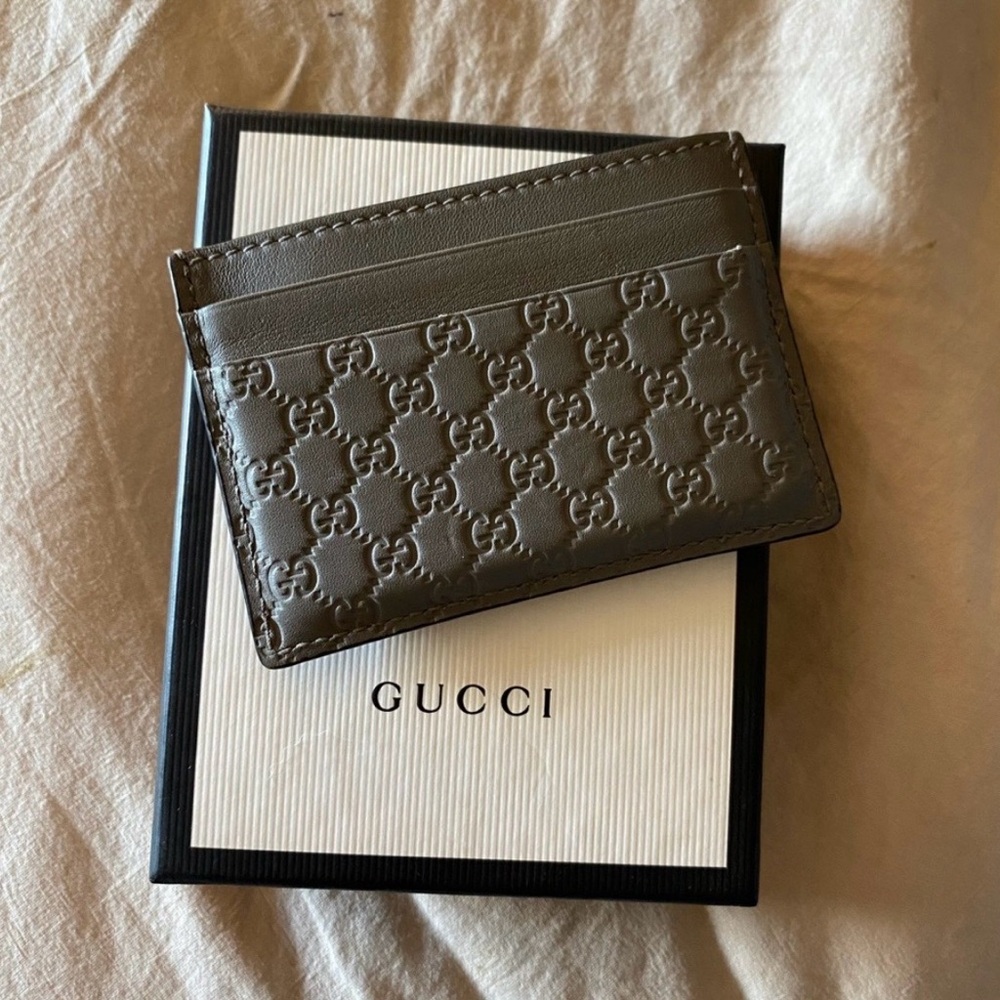 Gucci Guccissima Embossed Leather Card Holder